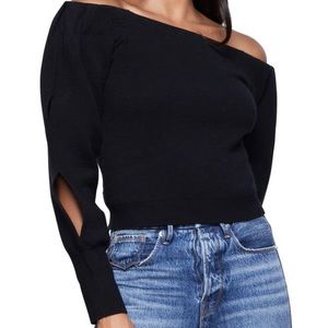 Good American Black Off the Shoulder Sweater